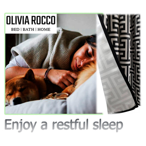 OLIVIA ROCCO Milano Geometric Blackout Curtains Thermal Insulated Eyelet Pair Pencil Pleat