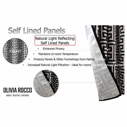 OLIVIA ROCCO Milano Geometric Blackout Curtains Thermal Insulated Eyelet Pair Pencil Pleat
