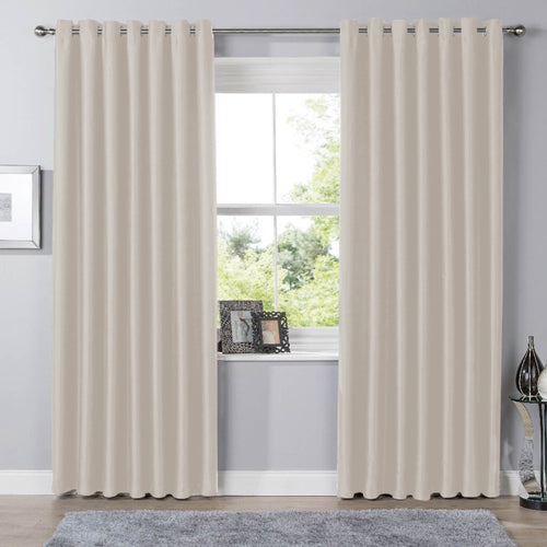OLIVIA ROCCO Blackout Thermal Eyelet Curtains Natural colour Energy Efficient Ring Top