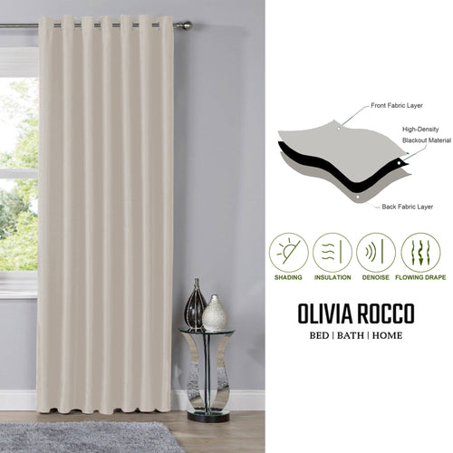 OLIVIA ROCCO Blackout Thermal Eyelet Curtains Natural colour Energy Efficient Ring Top