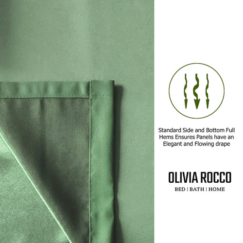 OLIVIA ROCCO Blackout Sage Green Eyelet Curtains Thermal Ring Top Window Treatments