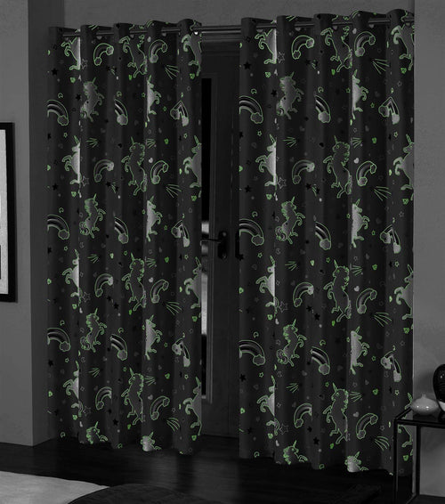 OLIVIA ROCCO Glow In The Dark Blackout Curtains With Thermal Panels Eyelet Pencil Pleat