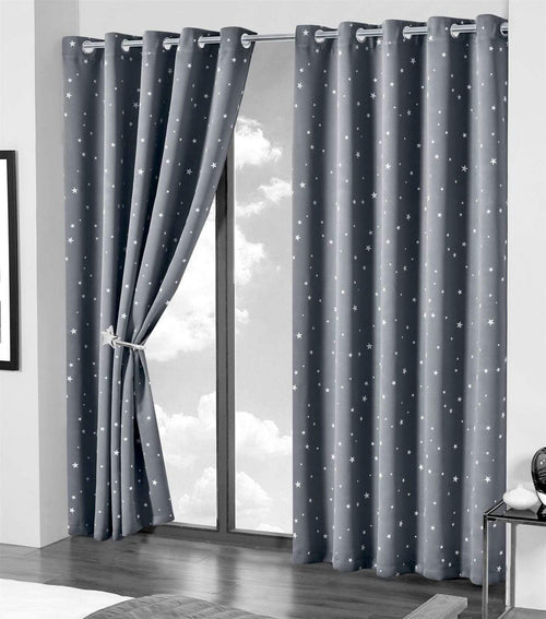 OLIVIA ROCCO Glow In The Dark Blackout Curtains With Thermal Panels Eyelet Pencil Pleat