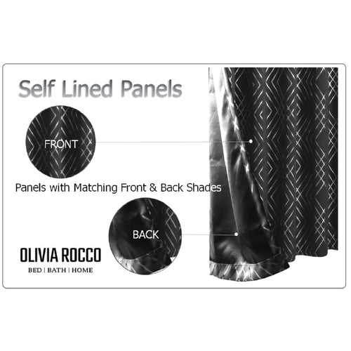 OLIVIA ROCCO Geometric Sparkle Blackout Curtains Black Thermal Insulated Eyelet Ring Top