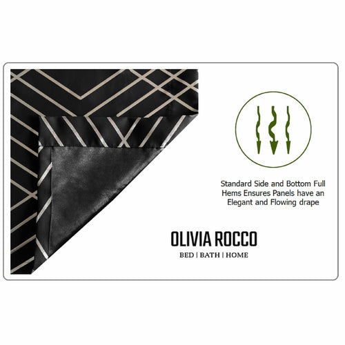 OLIVIA ROCCO Geometric Sparkle Blackout Curtains Black Thermal Insulated Eyelet Ring Top