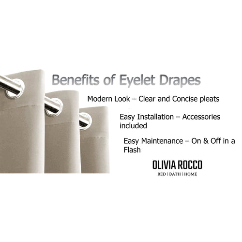 OLIVIA ROCCO Diamante Natural Blackout Eyelet Curtains With Tie Backs Thermal Ring Top