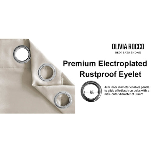 OLIVIA ROCCO Diamante Natural Blackout Eyelet Curtains With Tie Backs Thermal Ring Top