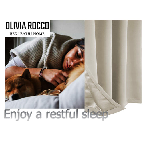OLIVIA ROCCO Diamante Natural Blackout Eyelet Curtains With Tie Backs Thermal Ring Top