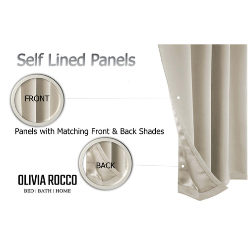 OLIVIA ROCCO Diamante Natural Blackout Eyelet Curtains With Tie Backs Thermal Ring Top