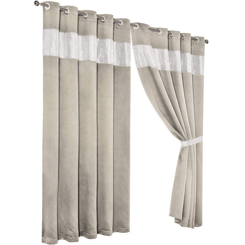 OLIVIA ROCCO Diamante Natural Blackout Eyelet Curtains With Tie Backs Thermal Ring Top