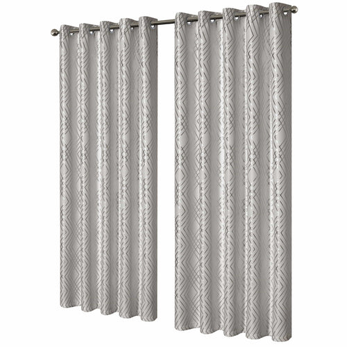 OLIVIA ROCCO Geometric Sparkle Blackout Curtains Natural Thermal Insulated Eyelet Ring Top