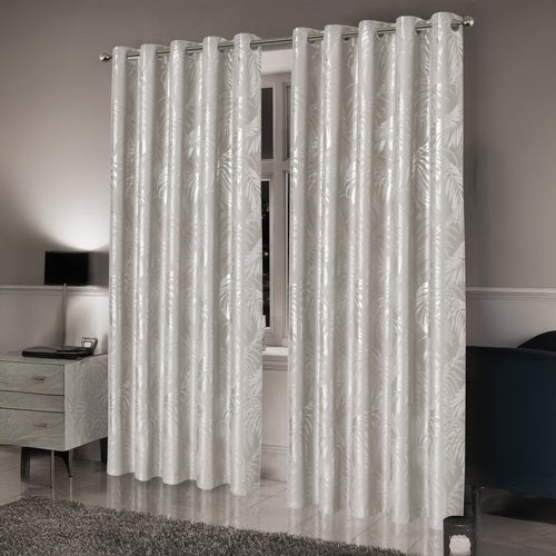 OLIVIA ROCCO Leaf Natural Sparkle Blackout Curtains Super Soft Thermal Insulated Eyelet