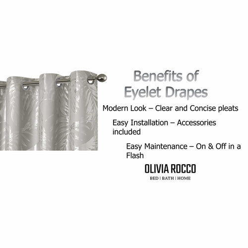 OLIVIA ROCCO Leaf Natural Sparkle Blackout Curtains Super Soft Thermal Insulated Eyelet