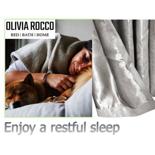 OLIVIA ROCCO Leaf Natural Sparkle Blackout Curtains Super Soft Thermal Insulated Eyelet