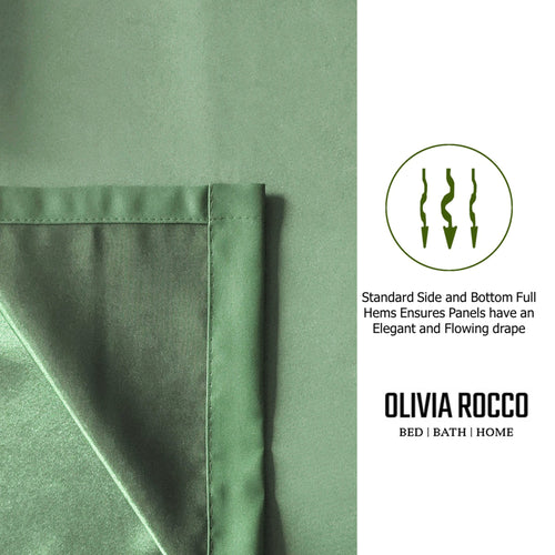 OLIVIA ROCCO Diamante Sage Green Blackout Eyelet Curtains With Tie Backs Thermal Ring Top