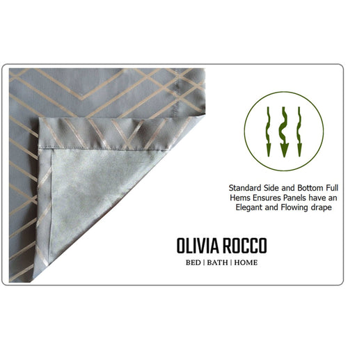 OLIVIA ROCCO Geometric Sparkle Blackout Curtains Silver Eyelet Ring Top Soft Thermal