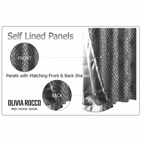 OLIVIA ROCCO Geometric Sparkle Blackout Curtains Silver Eyelet Ring Top Soft Thermal