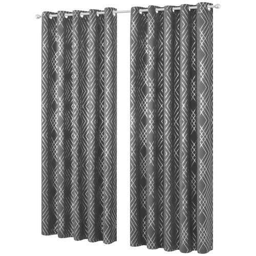 OLIVIA ROCCO Geometric Sparkle Blackout Curtains Silver Eyelet Ring Top Soft Thermal