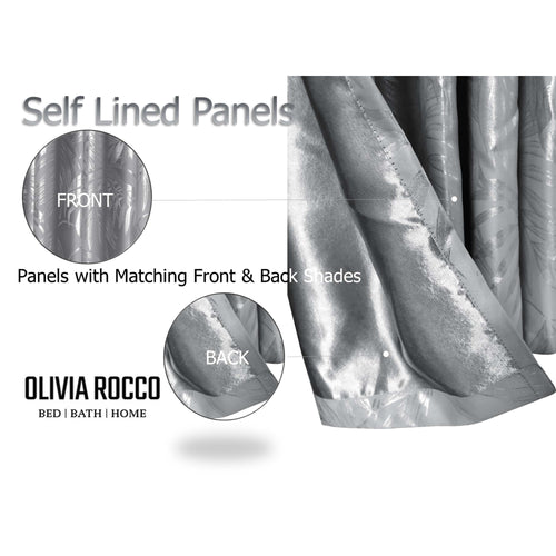 OLIVIA ROCCO Leaf Silver Sparkle Blackout Curtains Super Soft Thermal Insulated Eyelet