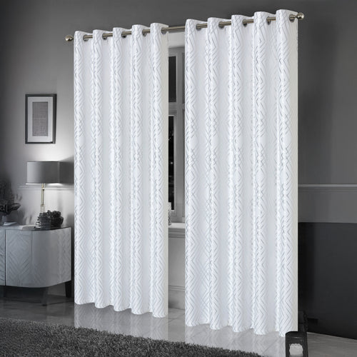 OLIVIA ROCCO Geometric White Sparkle Blackout Curtains Soft Thermal Insulated Drapes