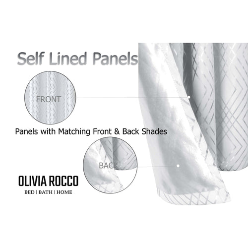 OLIVIA ROCCO Geometric White Sparkle Blackout Curtains Soft Thermal Insulated Drapes