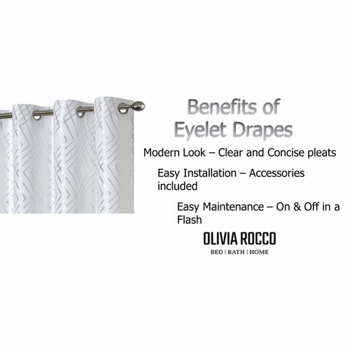 OLIVIA ROCCO Geometric White Sparkle Blackout Curtains Soft Thermal Insulated Drapes