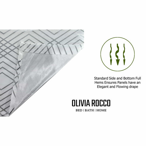 OLIVIA ROCCO Geometric White Sparkle Blackout Curtains Soft Thermal Insulated Drapes