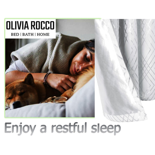OLIVIA ROCCO Geometric White Sparkle Blackout Curtains Soft Thermal Insulated Drapes