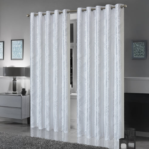 OLIVIA ROCCO Leaf White Sparkle Blackout Curtains Super Soft Fabric Thermal Insulated