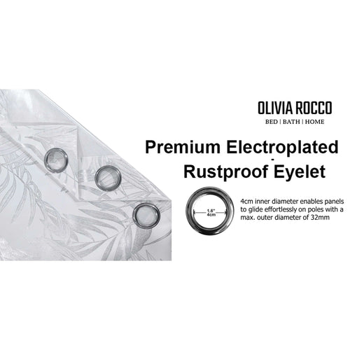 OLIVIA ROCCO Leaf White Sparkle Blackout Curtains Super Soft Fabric Thermal Insulated