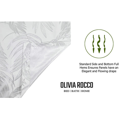 OLIVIA ROCCO Leaf White Sparkle Blackout Curtains Super Soft Fabric Thermal Insulated