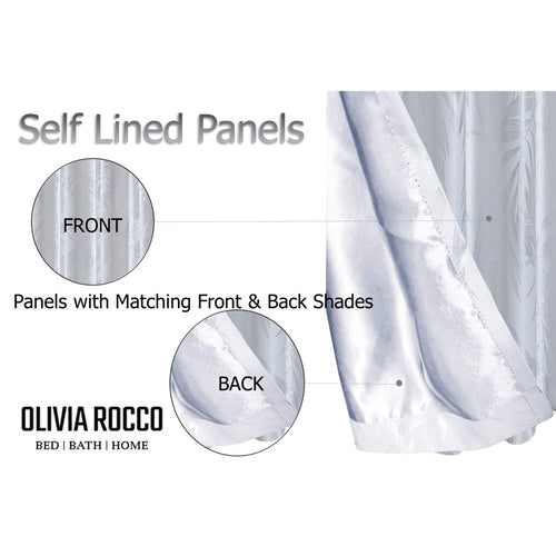 OLIVIA ROCCO Leaf White Sparkle Blackout Curtains Super Soft Fabric Thermal Insulated
