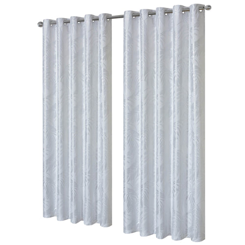 OLIVIA ROCCO Leaf White Sparkle Blackout Curtains Super Soft Fabric Thermal Insulated