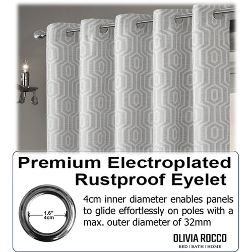 OLIVIA ROCCO Paris Eyelet Jacquard Curtains Natural Geometric Pattern Thermal Insulated