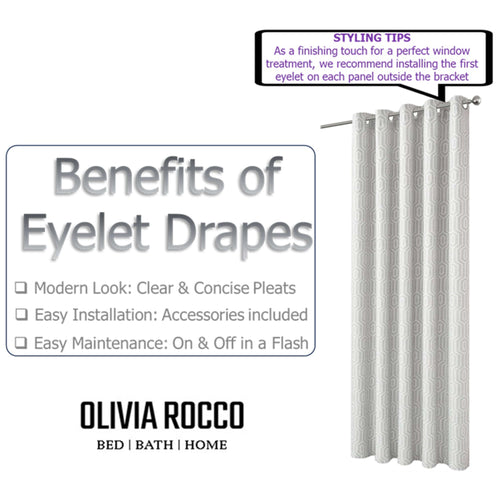 OLIVIA ROCCO Paris Eyelet Jacquard Curtains Natural Geometric Pattern Thermal Insulated