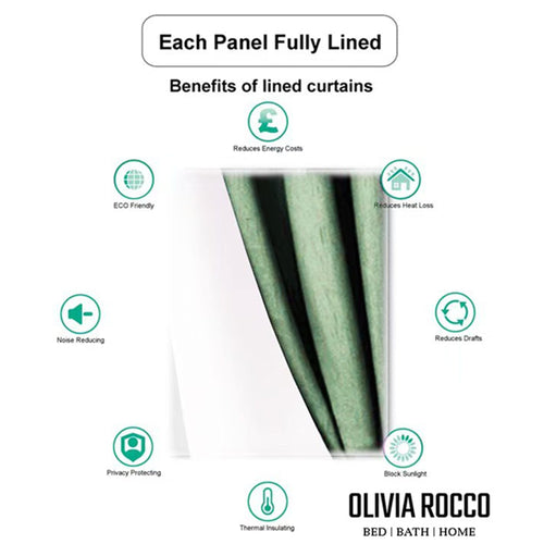 OLIVIA ROCCO Paris Eyelet Jacquard Curtains Sage Green Geometric Pattern Thermal