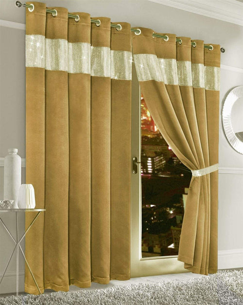 OLIVIA ROCCO Diamante Blackout Curtains With Glitz Detailing Eyelet Ring Top Sold As Pair