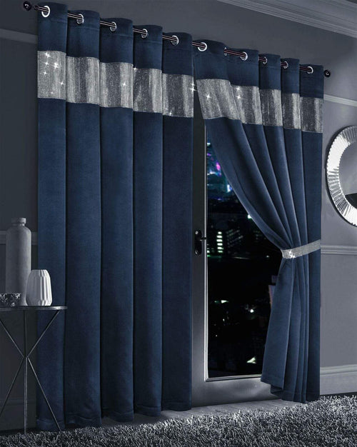 OLIVIA ROCCO Diamante Blackout Curtains With Glitz Detailing Eyelet Ring Top Sold As Pair