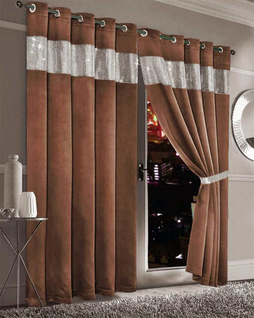 OLIVIA ROCCO Diamante Blackout Curtains With Glitz Detailing Eyelet Ring Top Sold As Pair