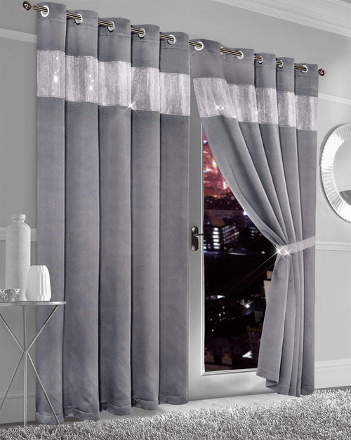 OLIVIA ROCCO Diamante Blackout Curtains With Glitz Detailing Eyelet Ring Top Sold As Pair