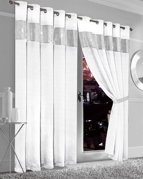 OLIVIA ROCCO Diamante Blackout Curtains With Glitz Detailing Eyelet Ring Top Sold As Pair
