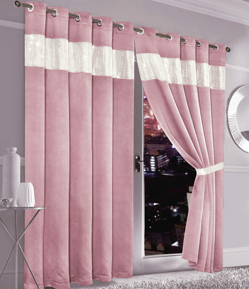 OLIVIA ROCCO Diamante Blackout Curtains With Glitz Detailing Eyelet Ring Top Sold As Pair