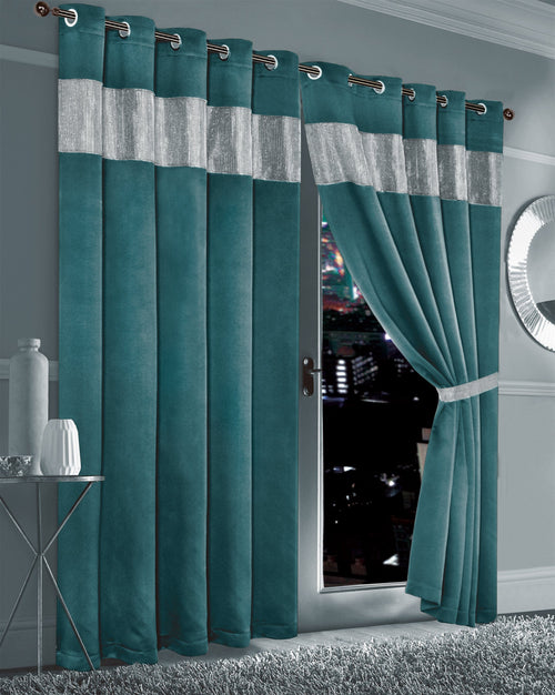 OLIVIA ROCCO Diamante Blackout Curtains With Glitz Detailing Eyelet Ring Top Sold As Pair