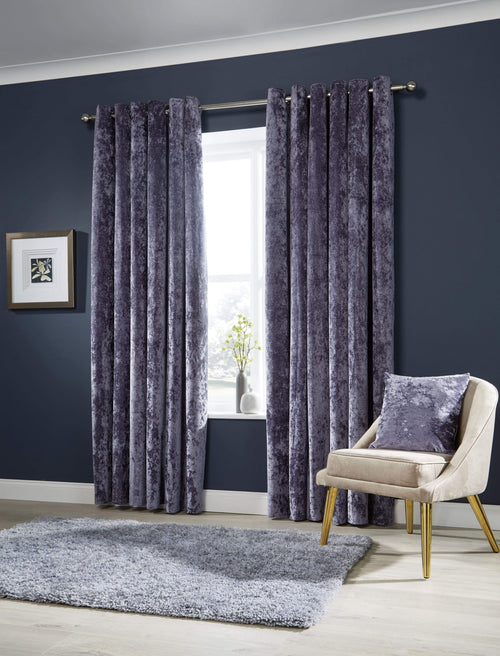 OLIVIA ROCCO Crushed Velvet Curtains With Eyelet Ring Top Multiple Sizes And Colours