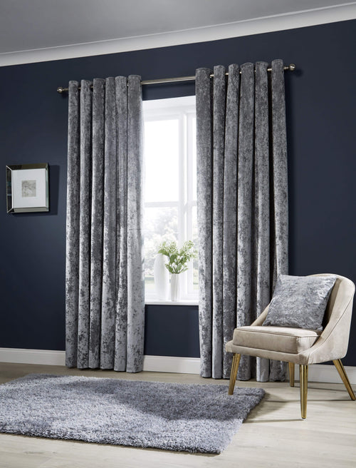 OLIVIA ROCCO Crushed Velvet Curtains With Eyelet Ring Top Multiple Sizes And Colours