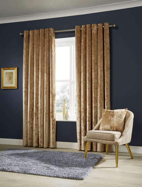 OLIVIA ROCCO Crushed Velvet Curtains With Eyelet Ring Top Multiple Sizes And Colours