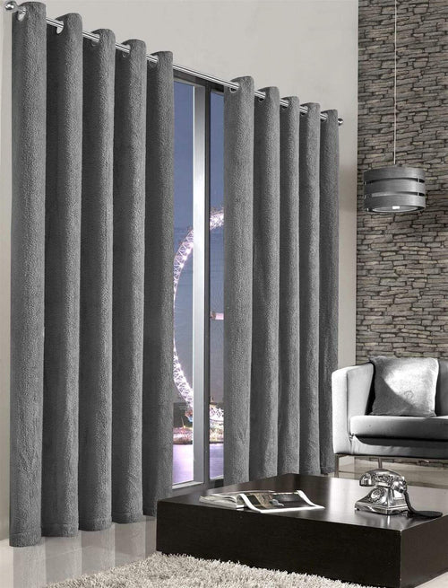 OLIVIA ROCCO Teddy Fleece Thermal Curtains Eyelet Top Plush Energy Efficient Sold As Pair
