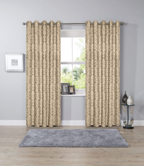 OLIVIA ROCCO Savoy Hand Woven Jacquard Curtains Cotton Blend Eyelet Ring Top OEKO-TEX