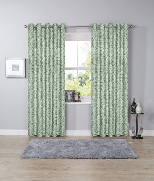 OLIVIA ROCCO Savoy Hand Woven Jacquard Curtains Cotton Blend Eyelet Ring Top OEKO-TEX
