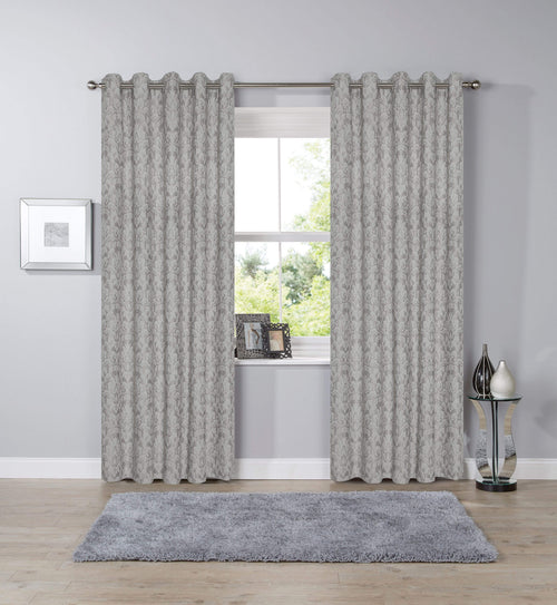 OLIVIA ROCCO Savoy Hand Woven Jacquard Curtains Cotton Blend Eyelet Ring Top OEKO-TEX